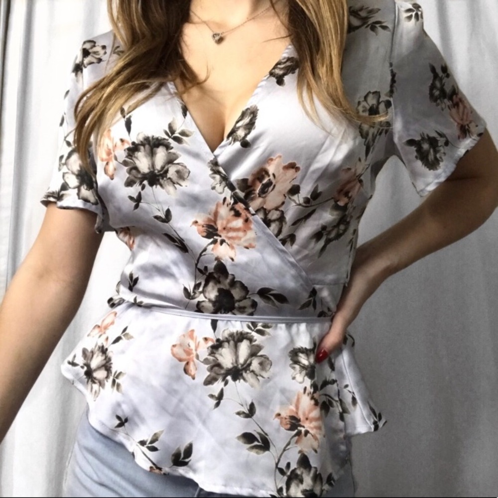 Nordstrom Wrap-Around Floral Blouse